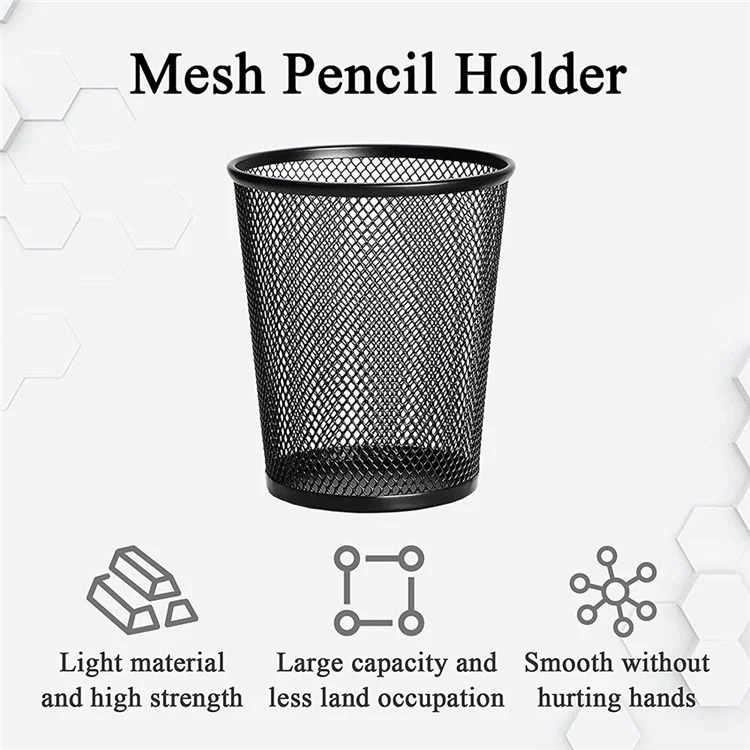 6pcs Size M Simple Style Mesh Pen Holder Pencil Thopent Office Forniture Organizzatore di Spazzole Per il Trucco da Scrivania. - Nero