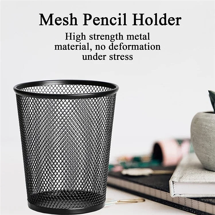 6pcs Size M Simple Style Mesh Pen Holder Pencil Thopent Office Forniture Organizzatore di Spazzole Per il Trucco da Scrivania. - Nero