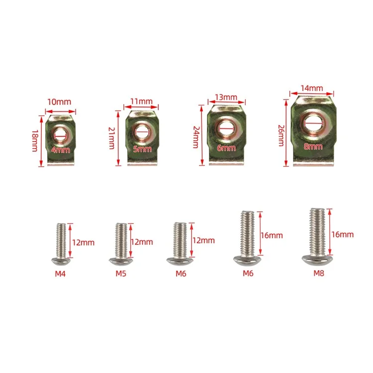 A7573 115pcs M4 M5 M6 M8 Hammerkopf Drop U-nuss-clip-sortiment-kit Mit Kunststoffbox