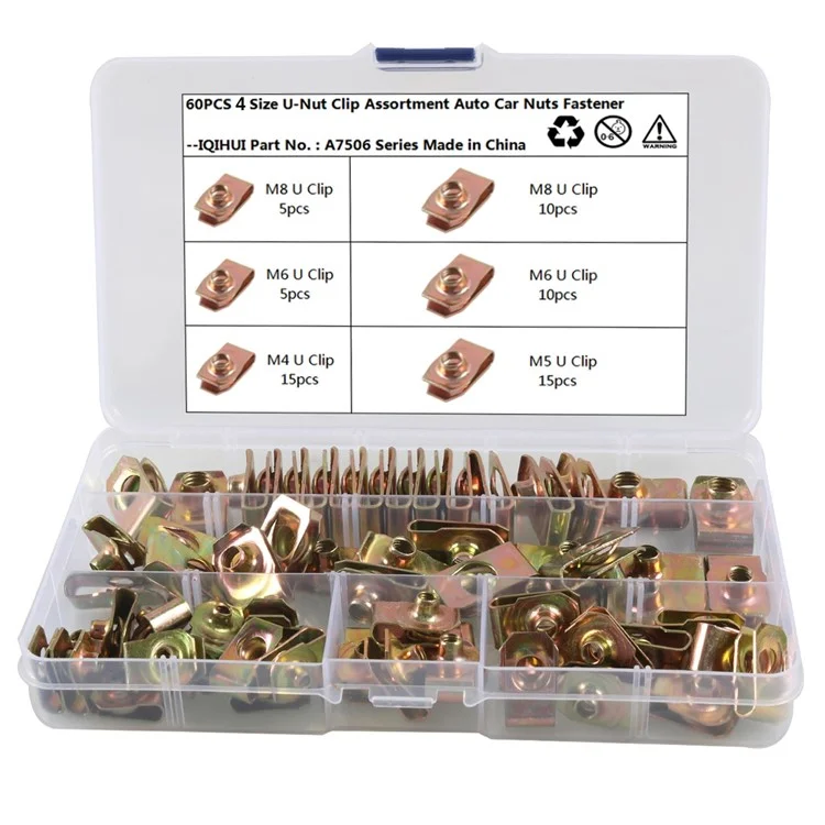A7506 60PCS M4 M5 M6 M8 Couleur Zinc Tension Rose-nut Kit D'assortiment de Machines à Sous Avec Boîte en Plastique