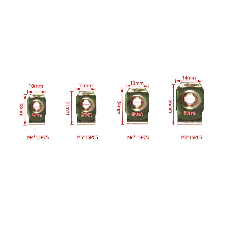 A7506 60PCS M4 M5 M6 M8 Couleur Zinc Tension Rose-nut Kit D'assortiment de Machines à Sous Avec Boîte en Plastique