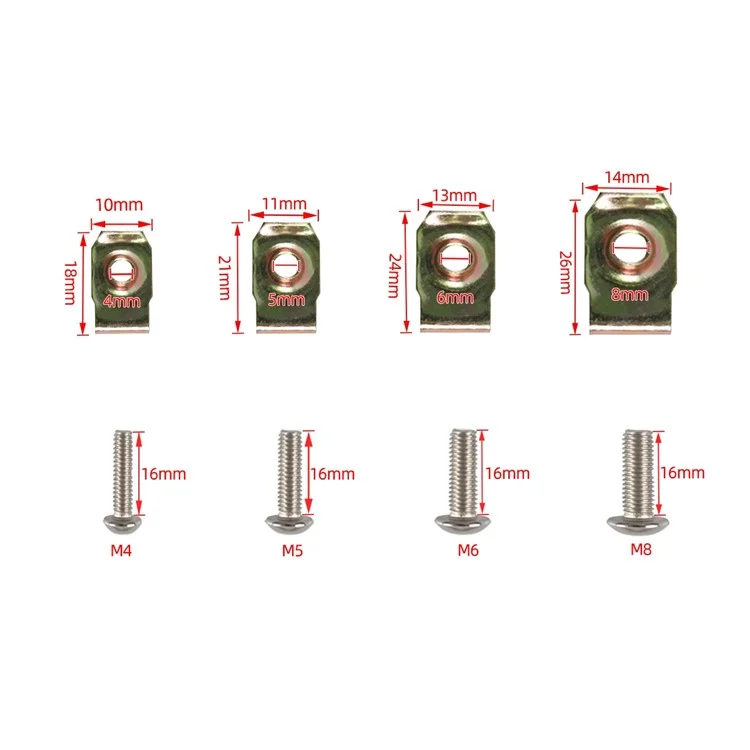 A7509 130PCS M4 M5 M6 M8 Thread Sliding Nuts Clips Assortment Kit Screws with Plastic Box