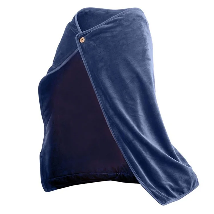 WPT05 USB Heated Warm Shawl Electric Heating Plush Throw Blanket Winter Warm Sofa TV Blanket Heating Blanket Flannel Heated Cape - Blue