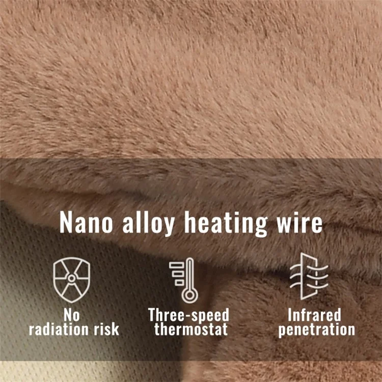 Men Women Faux Fur Heated Neck Wrap Pad for Winter Heating Neck Wrap Soft Heat Therapy Heating Scarf - Camel