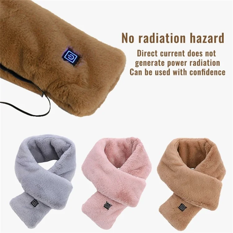 Men Women Faux Fur Heated Neck Wrap Pad for Winter Heating Neck Wrap Soft Heat Therapy Heating Scarf - Camel