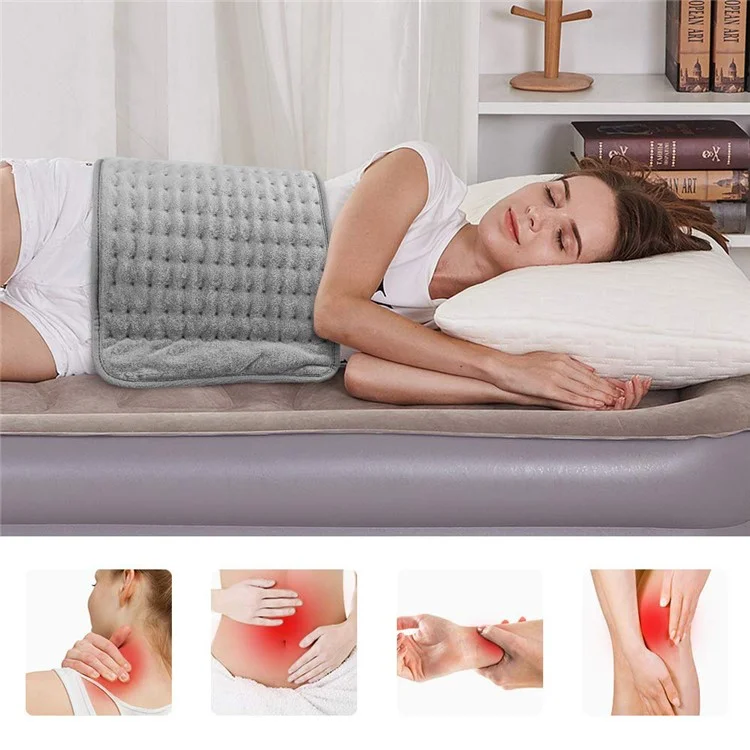 Doppelseitige Mikroplush Electric Decke Heizkissen Bauch Taille Rückenschmerzen Relief Winterwärmer Wärmesteuerung - Grau / US -stecker