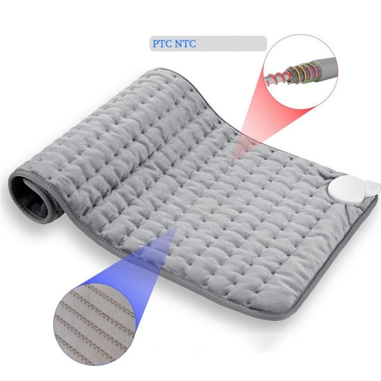 Doppelseitige Mikroplush Electric Decke Heizkissen Bauch Taille Rückenschmerzen Relief Winterwärmer Wärmesteuerung - Grau / US -stecker