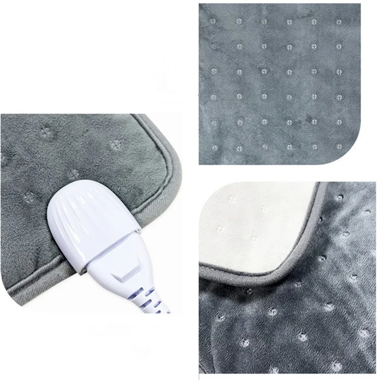 Doppelseitige Mikroplush Electric Decke Heizkissen Bauch Taille Rückenschmerzen Relief Winterwärmer Wärmesteuerung - Grau / US -stecker