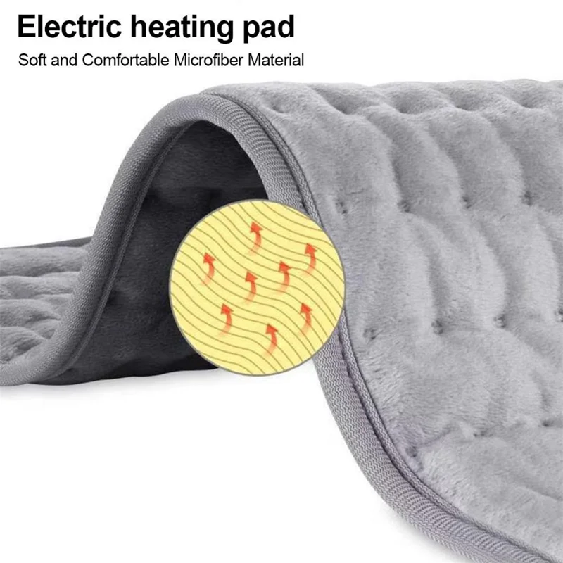Double-sided Microplush Electric Blanket Heating Pad Abdomen Waist Back Pain Relief Winter Warmer Heat Controller - Grey / EU Plug