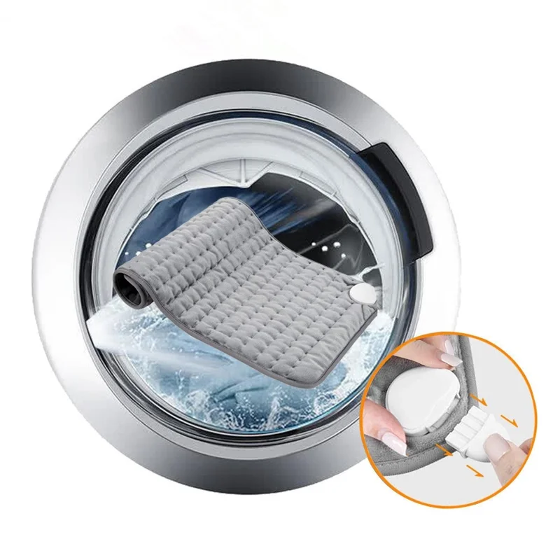 Double-sided Microplush Electric Blanket Heating Pad Abdomen Waist Back Pain Relief Winter Warmer Heat Controller - Grey / EU Plug