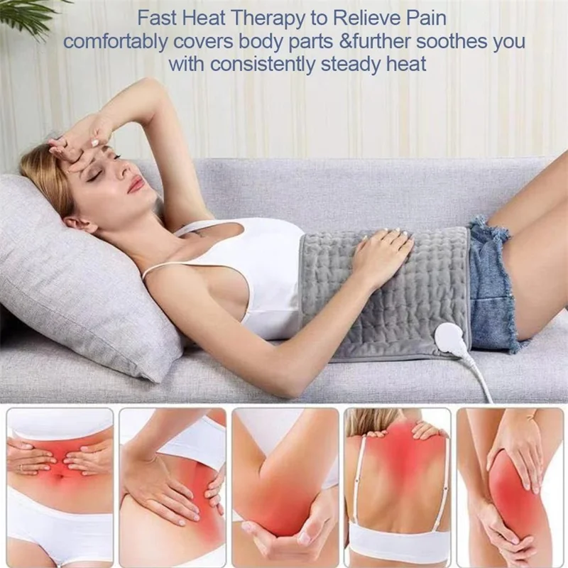 Double-sided Microplush Electric Blanket Heating Pad Abdomen Waist Back Pain Relief Winter Warmer Heat Controller - Blue / US Plug