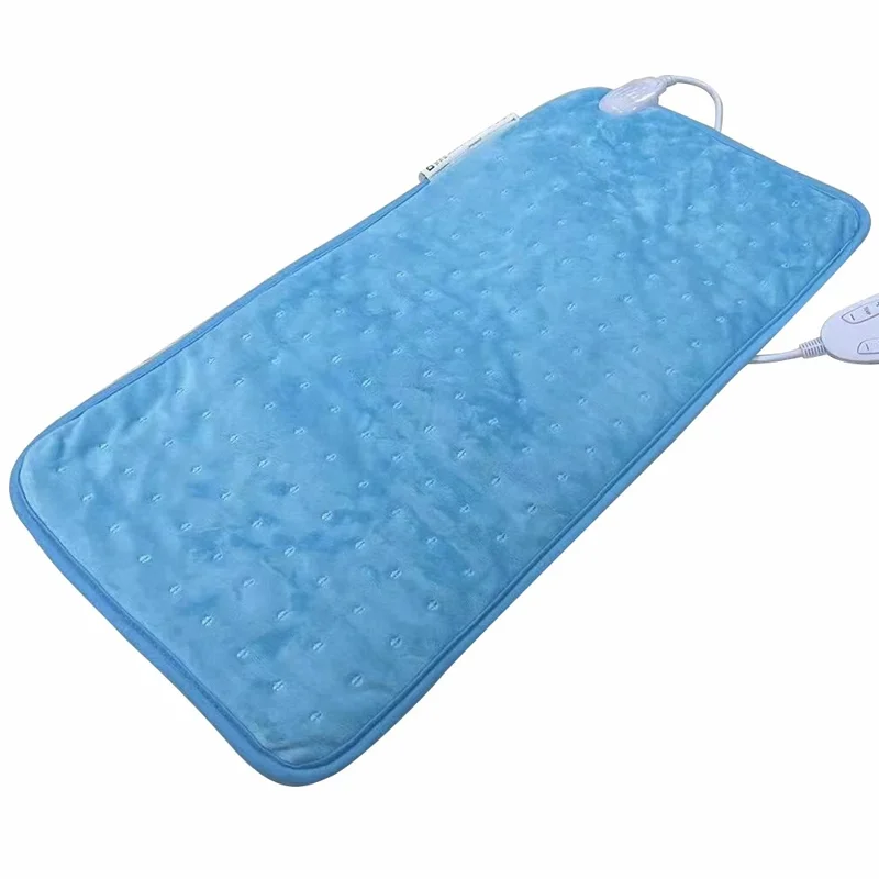 Double-sided Microplush Electric Blanket Heating Pad Abdomen Waist Back Pain Relief Winter Warmer Heat Controller - Blue / EU Plug