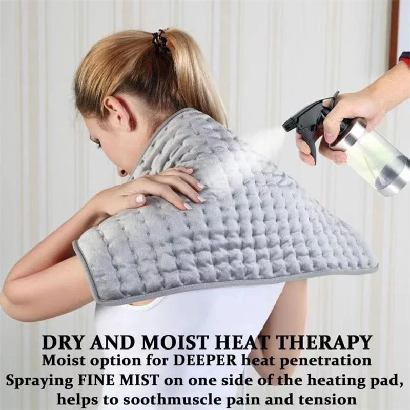 Double-sided Microplush Electric Blanket Heating Pad Abdomen Waist Back Pain Relief Winter Warmer Heat Controller - Blue / EU Plug