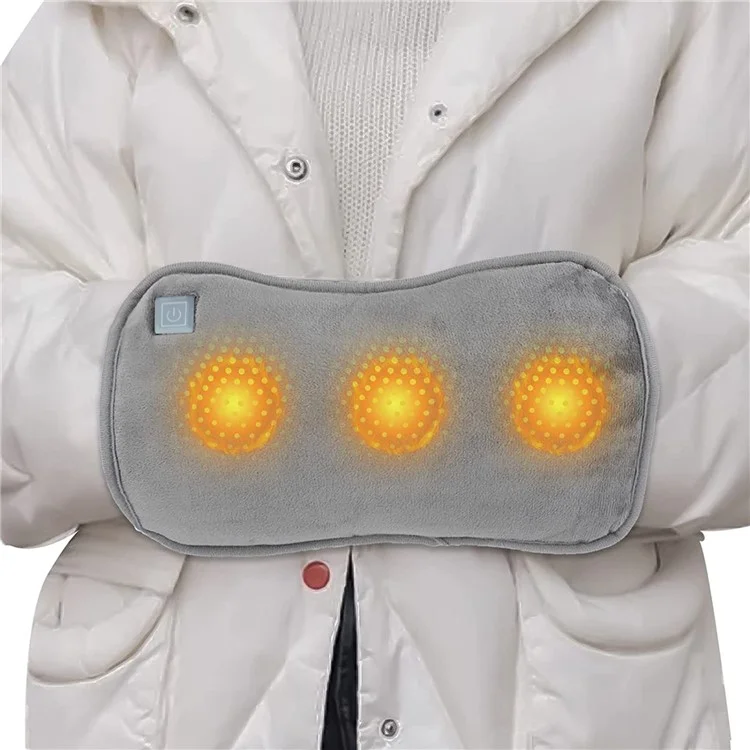 USB Heater Rechargeable Hand Warmer 3 Temperature Control Portable Electric Hand Warmer with Pocket - Grey
