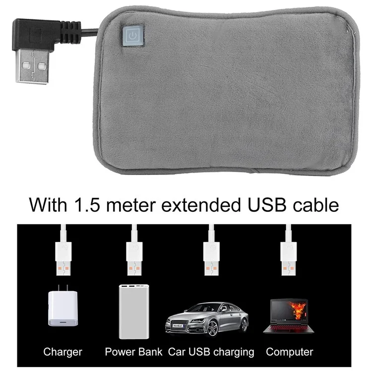 USB Heater Rechargeable Hand Warmer 3 Temperature Control Portable Electric Hand Warmer with Pocket - Grey