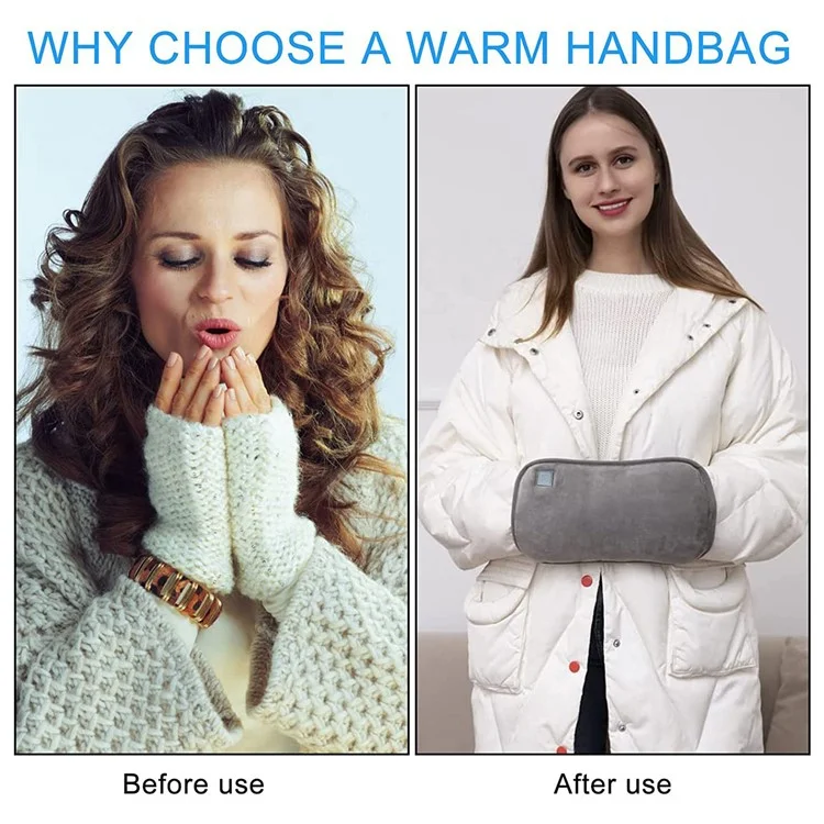 USB Heater Rechargeable Hand Warmer 3 Temperature Control Portable Electric Hand Warmer with Pocket - Pink