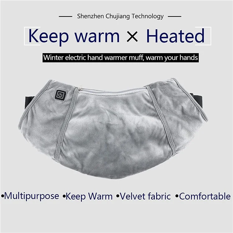 Winter Outdoor Heated Hand Muff Electric Hand Warmer Pouch Rechargeable Heated Gloves Waterproof Handwarmers Bag for Hunting Camping - Grey