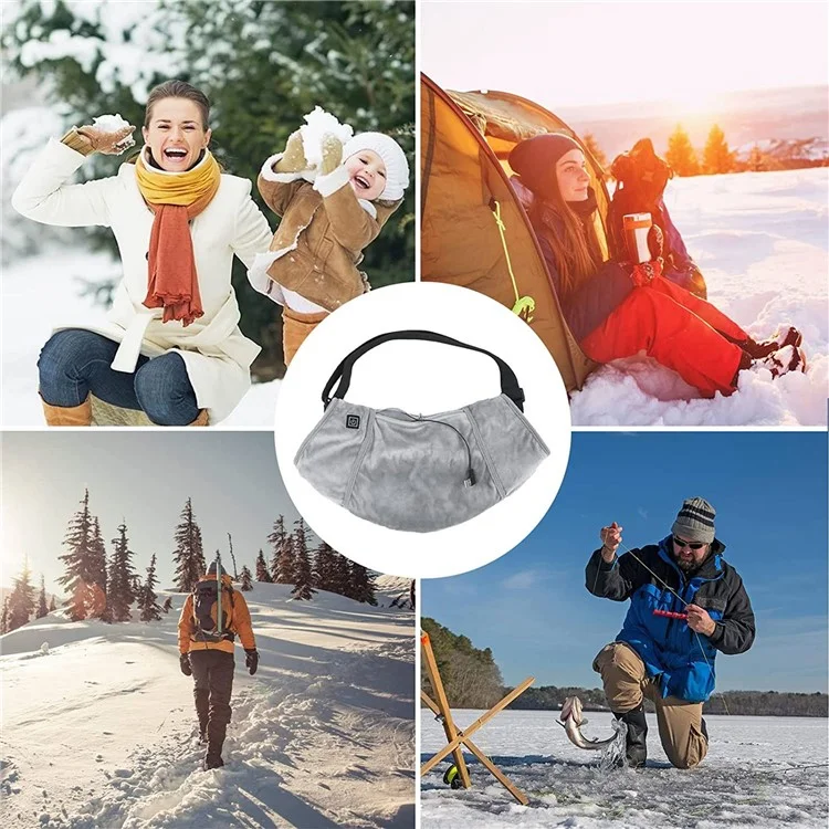 Winter Outdoor Heated Hand Muff Electric Hand Warmer Pouch Rechargeable Heated Gloves Waterproof Handwarmers Bag for Hunting Camping - Grey