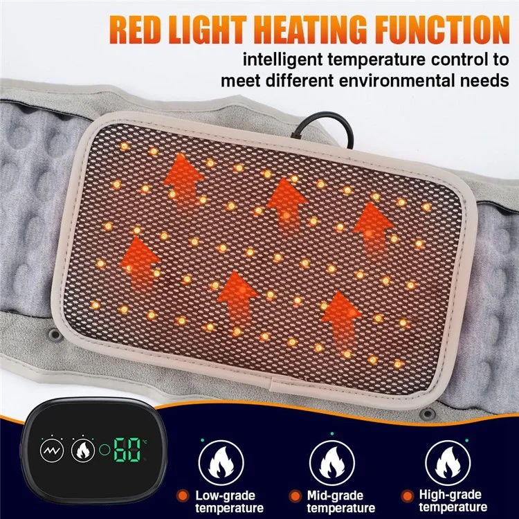 Infrared Heating Inflatable Belt Decompression Massager USB Charge LED Display Lumbar Bandage Spinal Corrector Waist Vibration