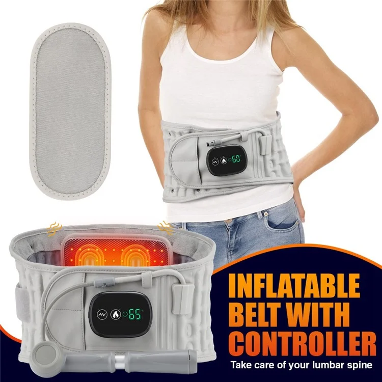 Infrared Heating Inflatable Belt Decompression Massager USB Charge LED Display Lumbar Bandage Spinal Corrector Waist Vibration