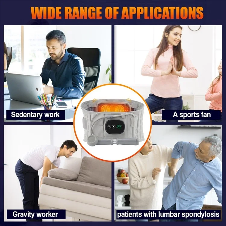 Infrared Heating Inflatable Belt Decompression Massager USB Charge LED Display Lumbar Bandage Spinal Corrector Waist Vibration