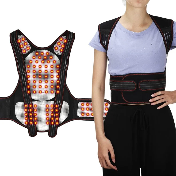 108 Magnete Turmalin-Magnettherapie-Selbsterhitzungsweste Taille Rücken Schulter Haltungskorrektur Wirbelsäulen-Lendenstütze Schmerzen Entlastung - M