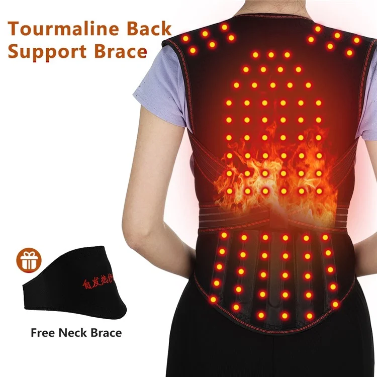 108 Magnete Turmalin-Magnettherapie-Selbsterhitzungsweste Taille Rücken Schulter Haltungskorrektur Wirbelsäulen-Lendenstütze Schmerzen Entlastung - M