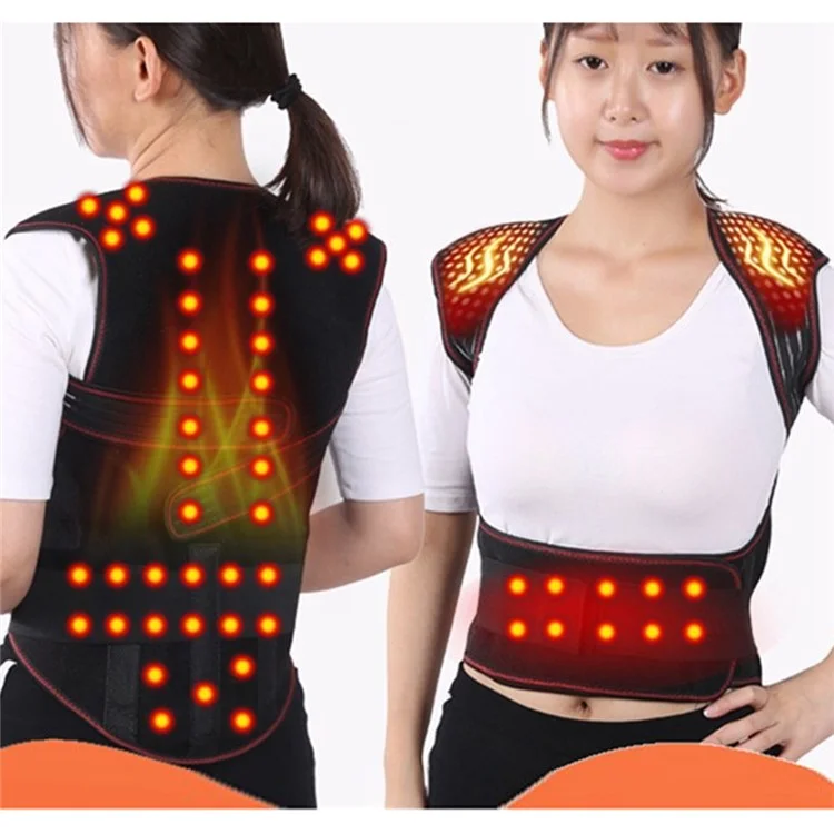 108 Magnete Turmalin-Magnettherapie-Selbsterhitzungsweste Taille Rücken Schulter Haltungskorrektur Wirbelsäulen-Lendenstütze Schmerzen Entlastung - M
