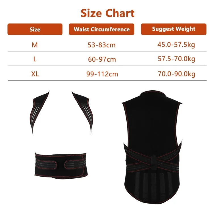108 Magnets Tourmaline Magnetic Therapy Self-heating Vest Waist Back Shoulder Posture Corrector Spine Lumbar Brace Support Belt Pain Relief - L