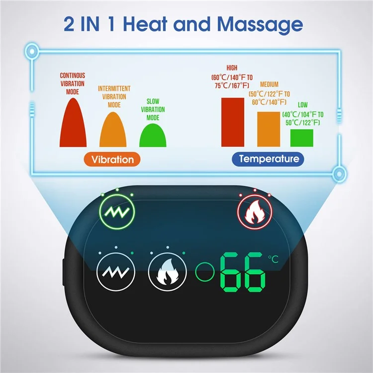 102200 Electric Heating Shoulder Brace LED Display Vibration Shoulder Massage Support Belt Strap for Arthritis Joint Injury Pain Relief - Grey