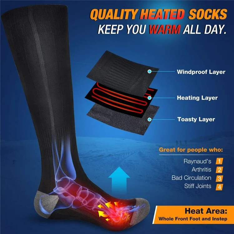 Elektrische Heizungssocken mit USB-Aufladung, dreistufiger Einstellung, Winterheizung, Stretchsocken für Weihnachten (Einheitsgröße)