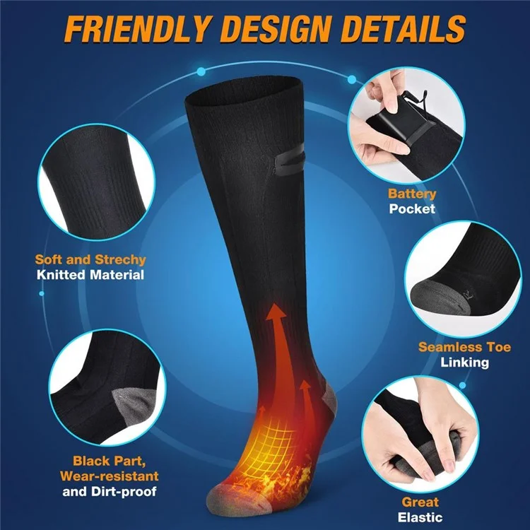 Elektrische Heizungssocken mit USB-Aufladung, dreistufiger Einstellung, Winterheizung, Stretchsocken für Weihnachten (Einheitsgröße)