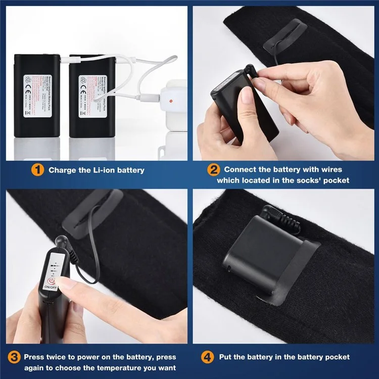 Elektrische Heizungssocken mit USB-Aufladung, dreistufiger Einstellung, Winterheizung, Stretchsocken für Weihnachten (Einheitsgröße)