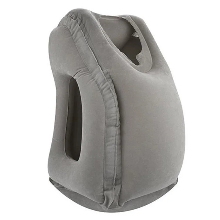 Inflatable Travel Sleeping Bag Portable Cushion Neck Pillow for Men Women Outdoor Airplane Flight Train Sleeping Easy - Grey
