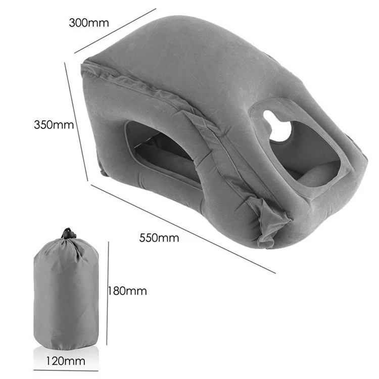 Inflatable Travel Sleeping Bag Portable Cushion Neck Pillow for Men Women Outdoor Airplane Flight Train Sleeping Easy - Grey