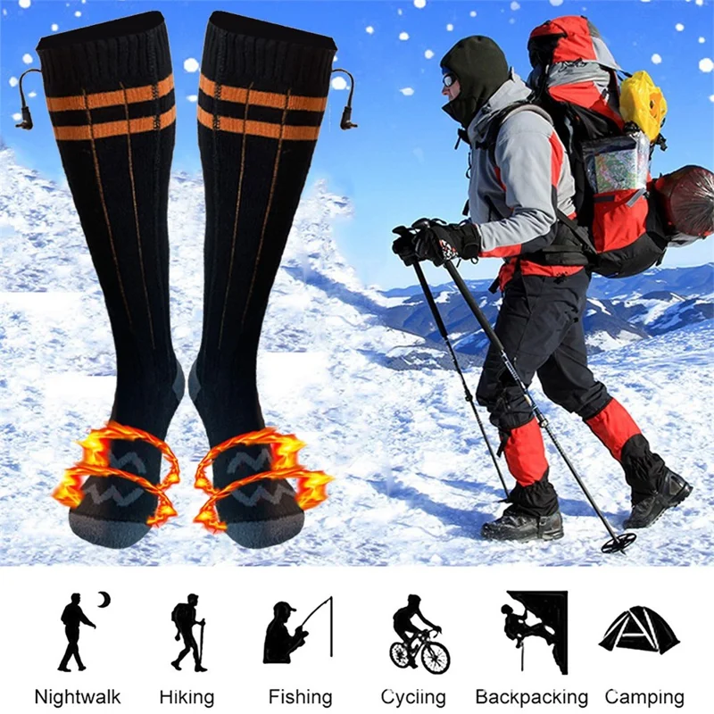 1 Pair Winter Boot Heated Socks Warm Socks Electric Heating Socks for Fishing Camping Hiking