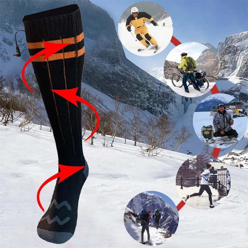1 Pair Winter Boot Heated Socks Warm Socks Electric Heating Socks for Fishing Camping Hiking