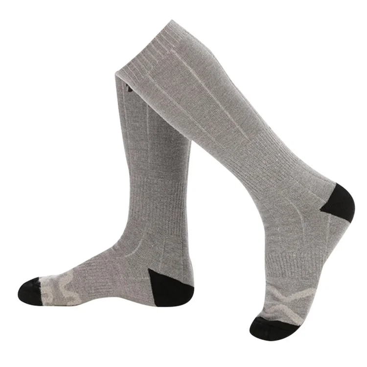 Winter Outdoor Washable Electric Heating Socks 3 Modes Elastic Cotton Socks (without Power Bank) - Grey