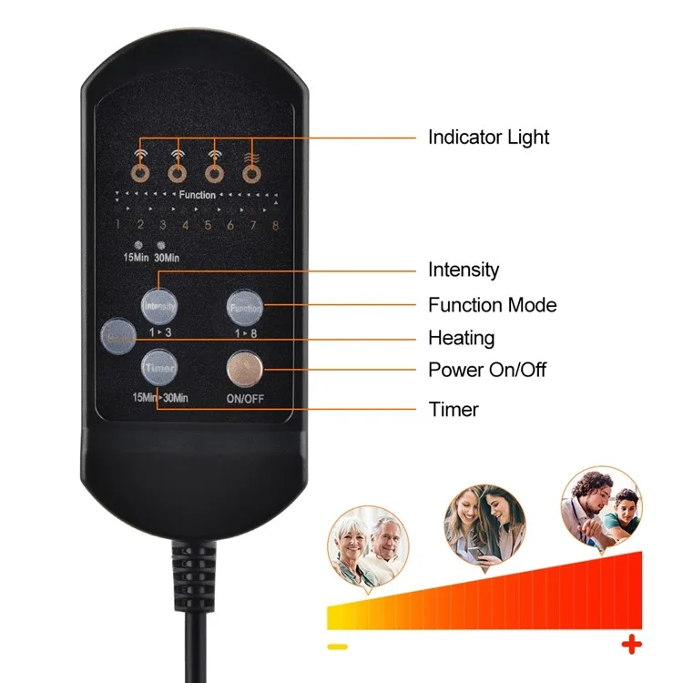 Aushen 7 Motor Electric Riscaldamento Elettrico Vibrante Posteriore Massager Cushion Car Home Office Lombare Materasso Matrofondo - Spina Degli Stati Uniti