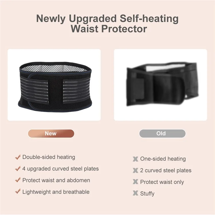 20 Magnets Self-heating Waist Brace Support Pain Relief Tourmaline Magnetic Therapy Lumbar Support Belt - L
