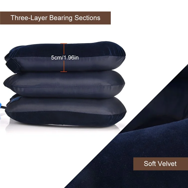 Neck Massager Corrector Collar Relief Air Inflatable Cervical Vertebra Therapy Traction 3 Layers Soft Brace Pain Relief Pillow - Dark Blue