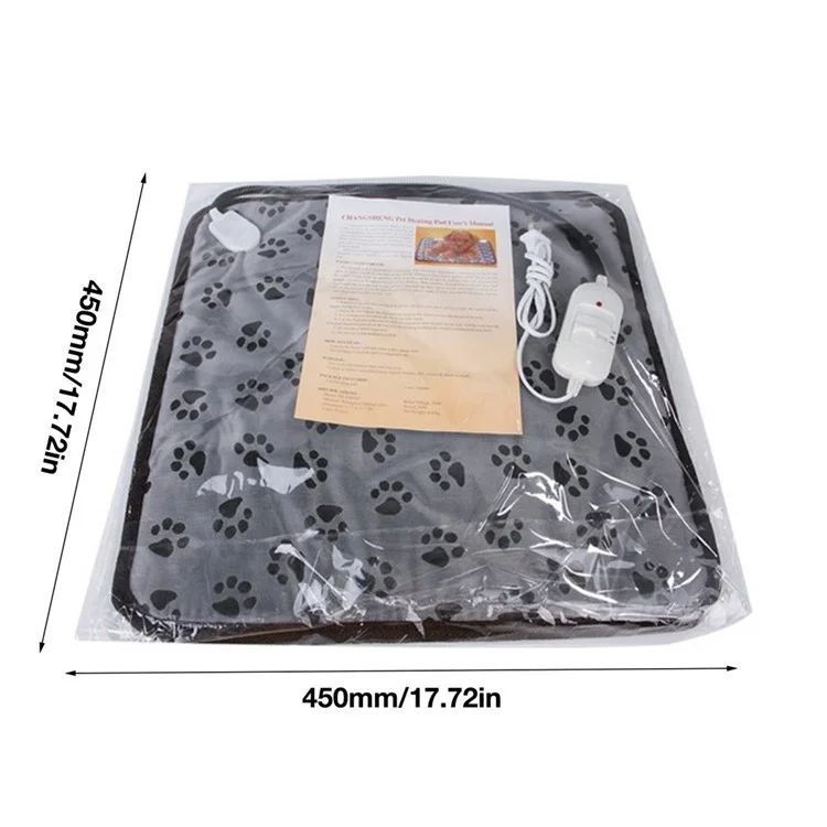 Coperta Elettrica con Motivo a Impronte Resistente all'Acqua e ai Morsi per Gatti e Cani, Tappetino Termico Leggero, 45*45cm - Spina USA