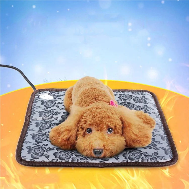 Blumenmuster Haustier Elektrische Decke Einstellbare Temperatur Wasserdichte Wärmere Decke Hundekatze Heizkissen, 45*45 cm - US -stecker