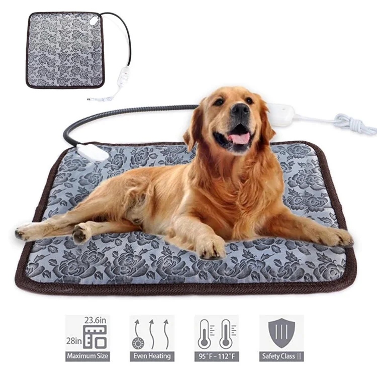 Blumenmuster Haustier Elektrische Decke Einstellbare Temperatur Wasserdichte Wärmere Decke Hundekatze Heizkissen, 45*45 cm - US -stecker