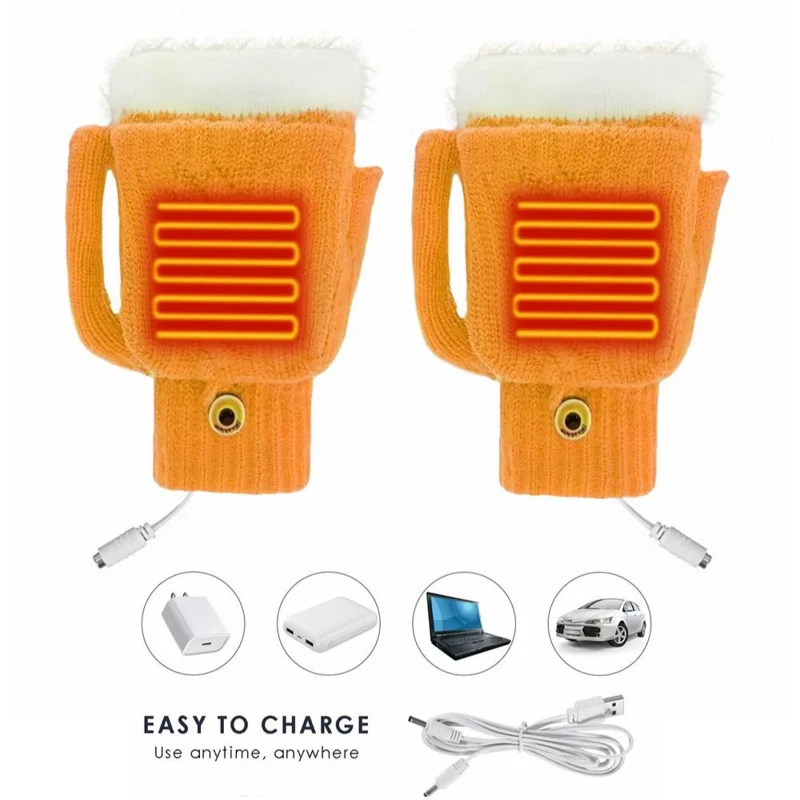 USB Ogrzewane rękawiczki Zimowe grzejniki na ręce Pełne / Półpaluszki Elektryczne Ogrzewane Rajstopy - Szare