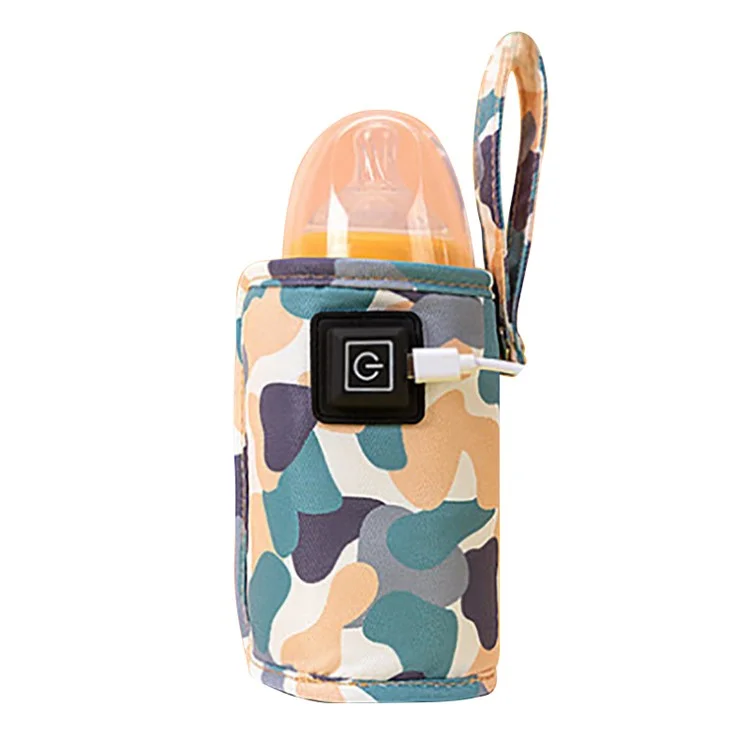 Borraccia termica elettrica da USB per bambini, custodia isolante, borsa riscaldante, borsa isolante portatile, riscaldatore di caffè, scaldapassate per latte per uso esterno - Mimetico bianco