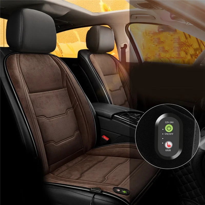 Universal 12V / 24V Car Seat Heater Cushion Winter Keep Warmer Heating Cover Pad - Coffee