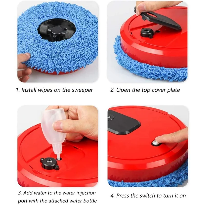 K555 Mop Cleaner Rechargeable Intelligent Sweep Vacuum Cleaner Humidifying Spray Robot Cleaner - Red