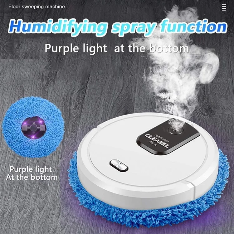 K555 Mop Cleaner Rechargeable Intelligent Sweep Vacuum Cleaner Humidifying Spray Robot Cleaner - White