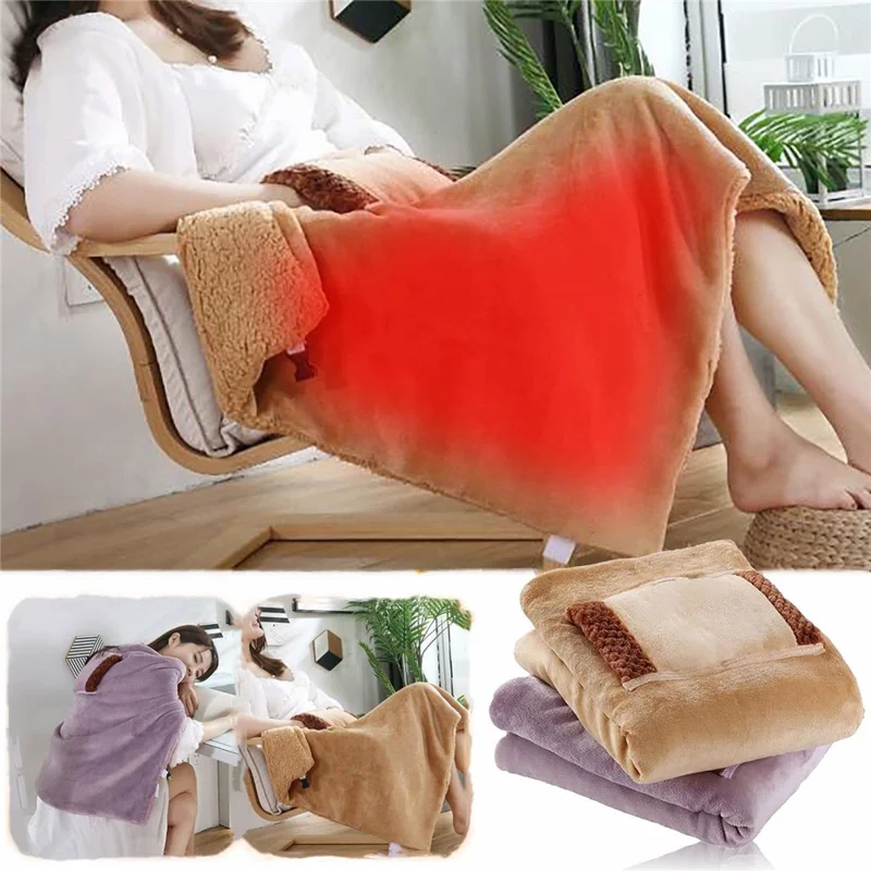 USB Electric Blanket Soft Bed Warmer Machine Washable Electric Heating Mat for Home Office, 60*80cm - Purple